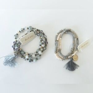 Set of 2 Altar’d State Beaded Stone Stretch Bracelets - NWT